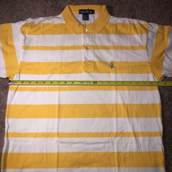 Vintage 80s 90s Nautica Polo Row Crew Preppy Yellow Work School Ivy League Shirt - Picture 8 of 13
